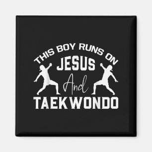 Boy Runs On Jesus and Taekwondo Christian Martial Magnet