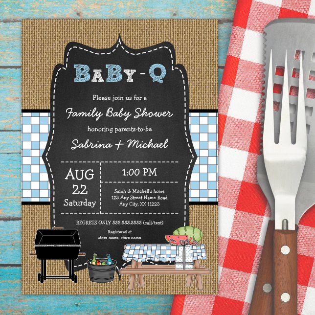 Boy Rustic Family Baby Q Shower  Invitation (Creator Uploaded)