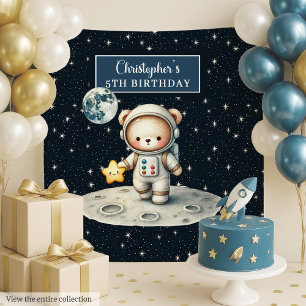 Boy’s Birthday Cute Teddy Bear Astronaut Wall Deco Tapestry