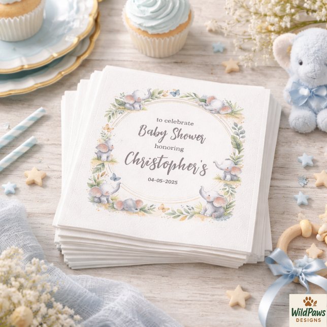 Boy’s Elephant Watercolor Baby Shower –Blue Safari Napkin (Boy’s Elephant Watercolor Baby Shower –Blue Safari Napkins
)