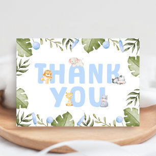Boy Safari Animal Baby Shower  Thank You Card