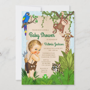Boy Safari Animal Jungle Baby Shower Invitation