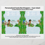 Boy Safari Baby Shower Candy Bar Wrapper<br><div class="desc">Boy safari baby shower candy bar wrapper with adorable African American baby boy with cute afro hair on a safari animal and blue damask background. You can add the text of your choice. Each wrapper is designed to fit a 1.55 oz flat style bar. Simply trim when they arrive and...</div>