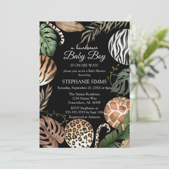 Boy Safari Baby Shower Invitation (Standing Front)