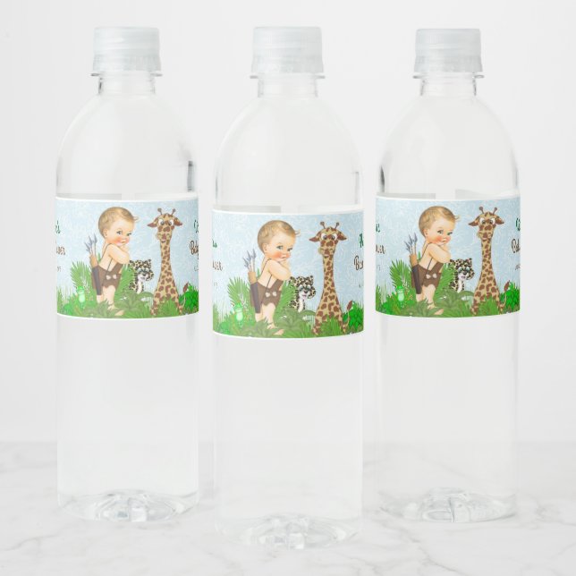 Boy Safari Baby Shower Water Bottle Labels (Bottles)