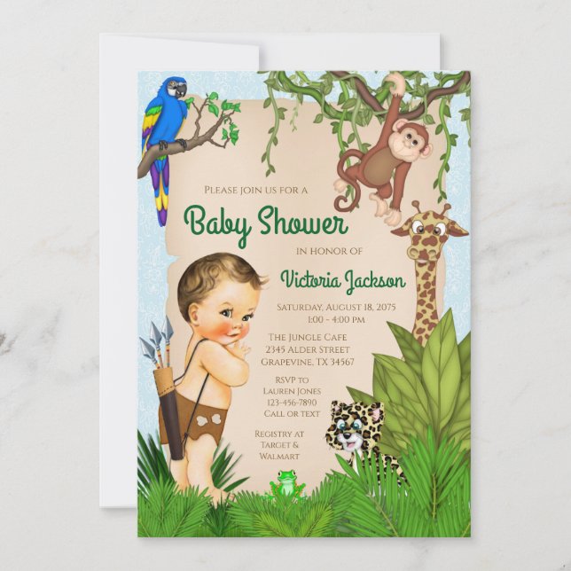 Boy Safari Jungle Baby Shower Invitation (Front)