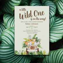 Boy Safari Wild One Animals Green Baby Shower