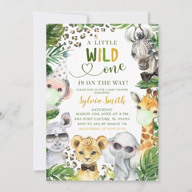 Boy Safari Wild One Baby Shower Invitation (Front)