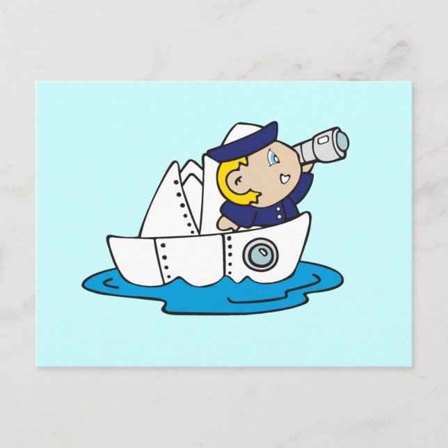 Boy Sailor in Boat Tshirts and Gifts Postcard (Front)