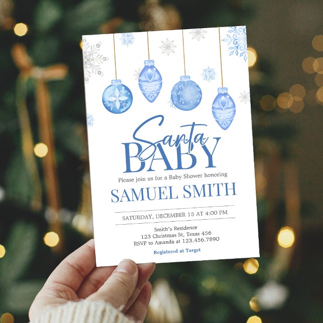 Boy Santa Baby Christmas Baby Shower Invitation (Santa Baby Christmas Baby Shower Invitation)