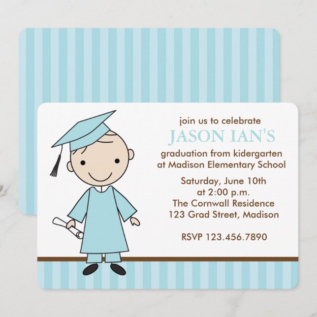 Boy School Graduation Party Invitation (Front/Back)