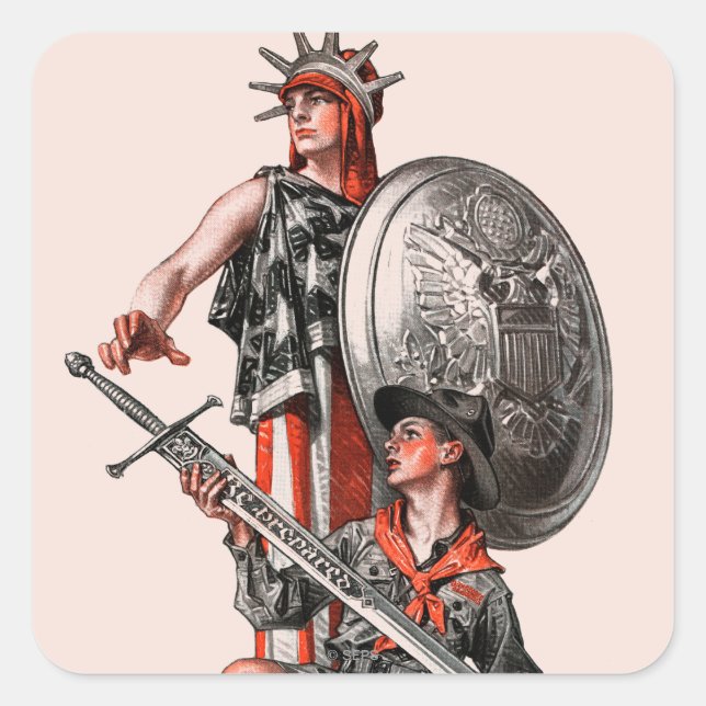 Boy Scout and Liberty Square Sticker (Front)