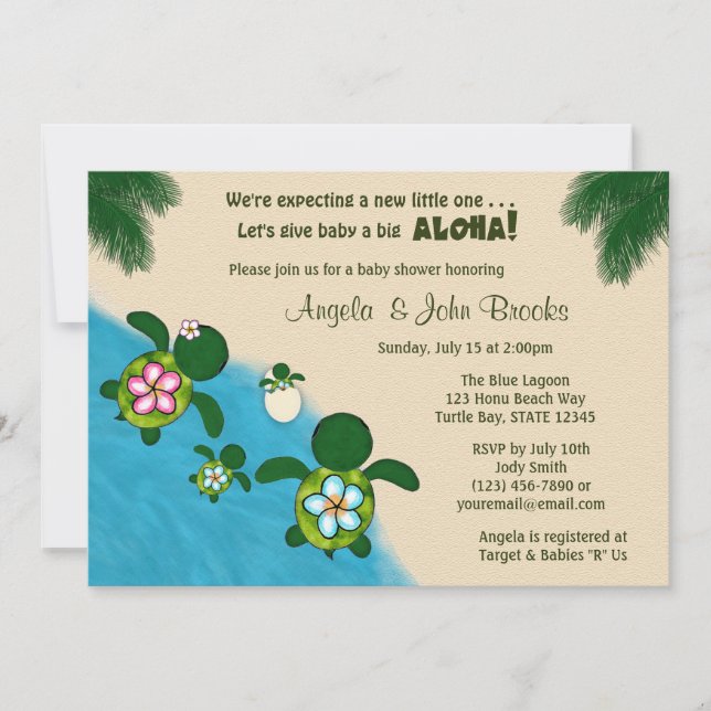 BOY Sea TURTLE Baby Shower Family BLUE Honu 284 Invitation (Front)
