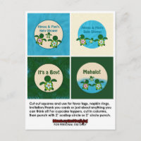 BOY Sea TURTLE Baby Shower Honu Cupcake Topper 02B