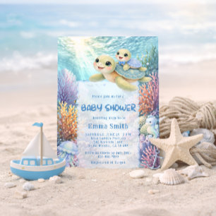 Boy Sea Turtle Mother Baby Shower Invitation