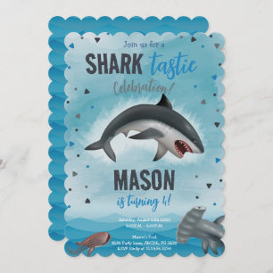 Boy Shark Birthday Shark Tastic Celebration Invitation