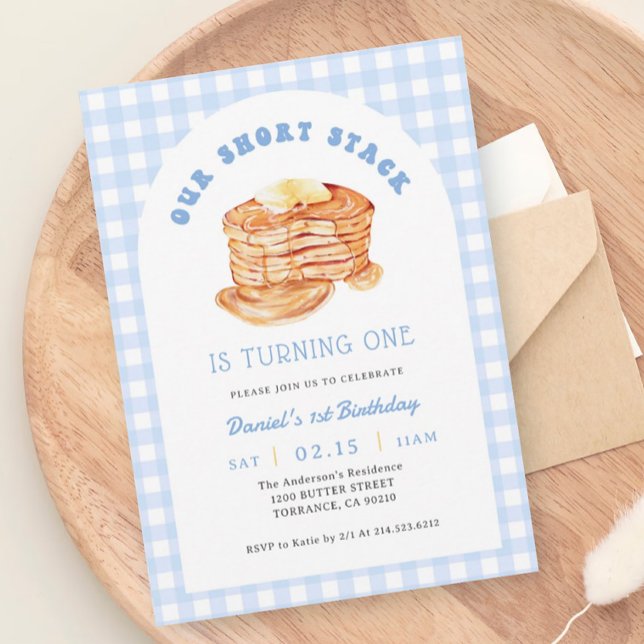 Boy Short Stack Pancake Breakfast Birthday Party Invitation (Creator Uploaded)