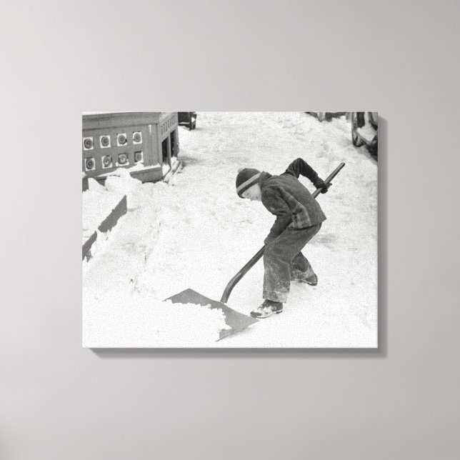 Boy Shovelling Snow, 1940 Canvas Print (Front)