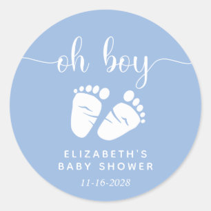 Boy Shower Baby Feet Blue Classic Round Sticker