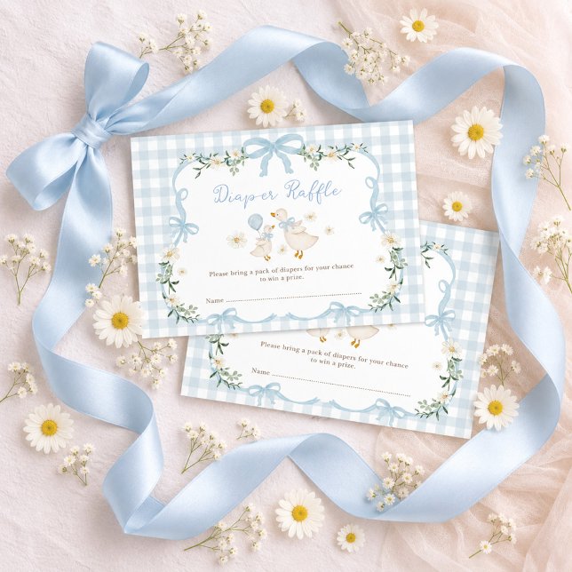 Boy Silly Goose Coquette Blue Bow Diaper Raffle Enclosure Card (Creator Uploaded)
