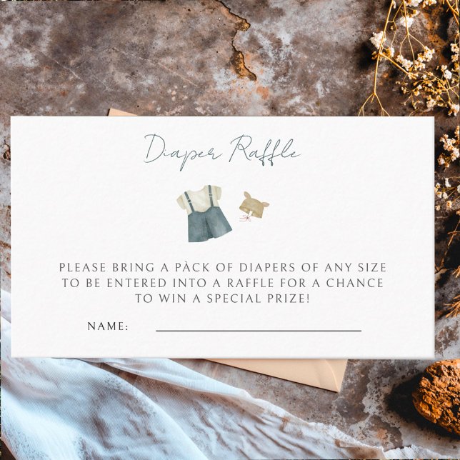 Boy Simple Clothes Watercolor Baby Shower Enclosure Card (Creator Uploaded)