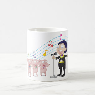 Boy Singing with Three Pigs Choir Coffee Mug