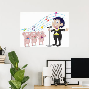 Boy Singing with Three Pigs Choir Poster