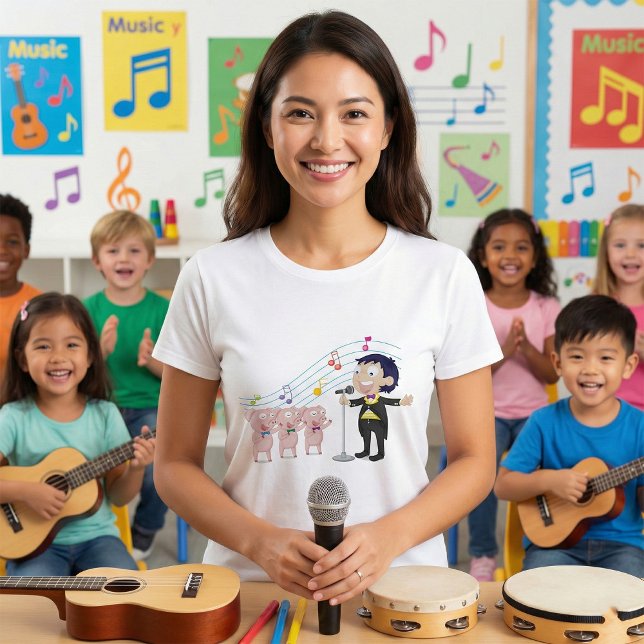 Boy Singing with Three Pigs Choir T-Shirt (Creator Uploaded)