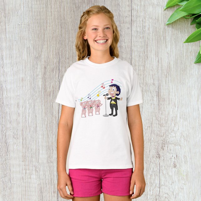 Boy Singing with Three Pigs Choir T-Shirt (Creator Uploaded)