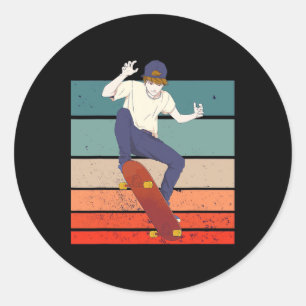 Boy Skater Boy Skateboarding Skate Culture Anime F Classic Round Sticker