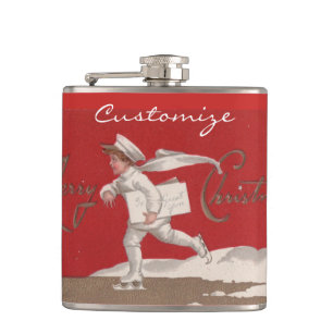 Boy Skating Vintage Thunder_Cove Christmas Hip Flask