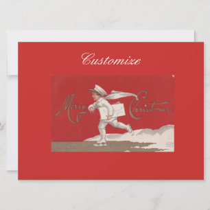 Boy Skating Vintage Thunder_Cove Christmas Holiday Card