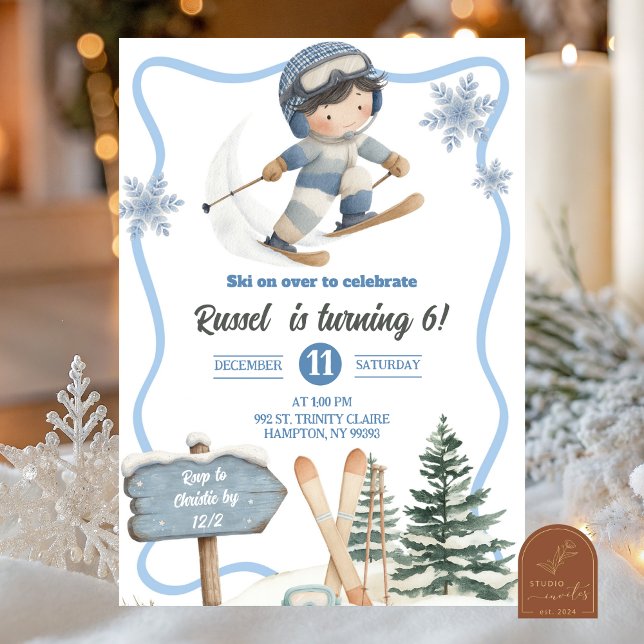 Boy Ski Birthday Invitation (Creator Uploaded)
