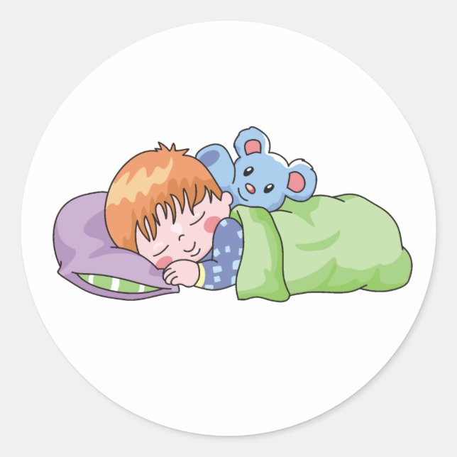 Boy Sleeping Classic Round Sticker (Front)