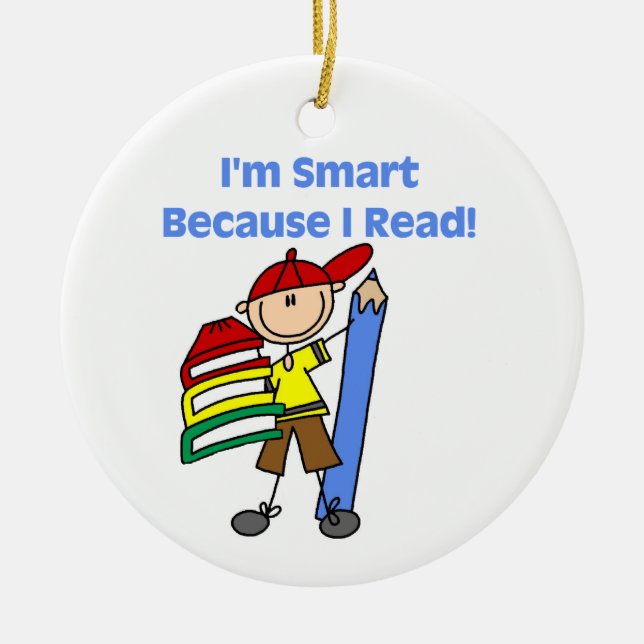 Boy Smart Because I Read Ceramic Tree Decoration (Front)