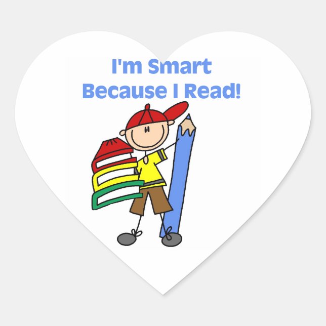 Boy Smart Because I Read Heart Sticker (Front)