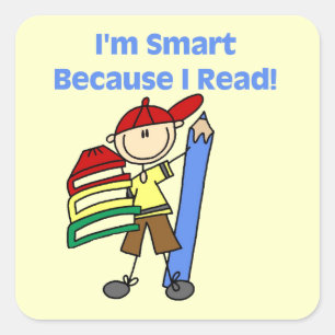 Boy Smart Because I Read Square Sticker