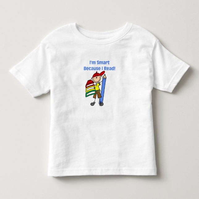 Boy Smart Because I Read Toddler T-Shirt (Front)