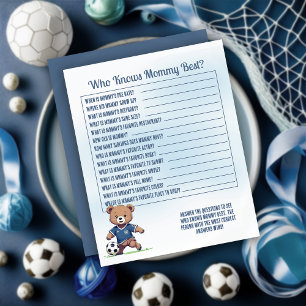 Boy Soccer Baby Shower Who Knows Mommy Best Game