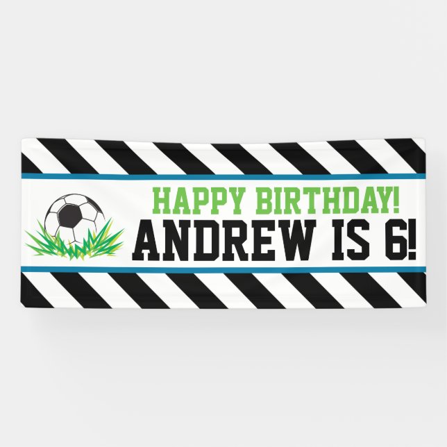 Boy Soccer Happy Birthday Banner (Horizontal)