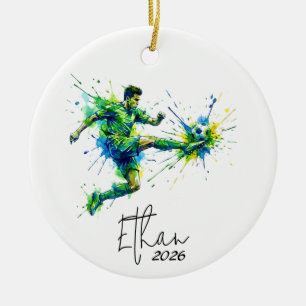 boy Soccer ornament, soccer ornament, soccer lover Ceramic Tree Decoration