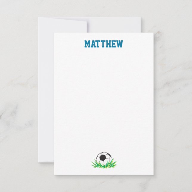 Boy Soccer Thank You Stationery Note Cards (Front)