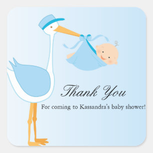 Boy Special Delivery Stork Baby Shower Sticker