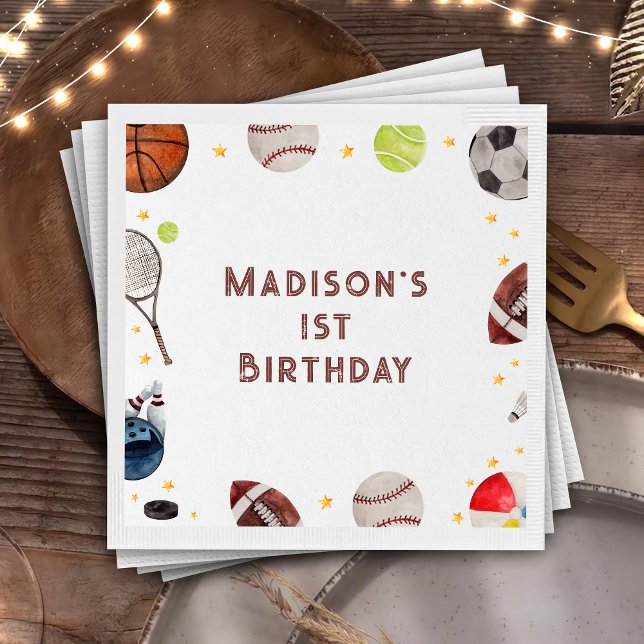 Boy Sports Kids Birthday Napkins (Creator Uploaded)