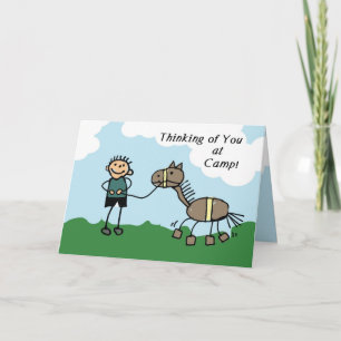 Boy Stick Figure Horse Camp Thinking of You Card