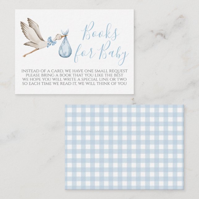 Boy Stork Baby Shower Book Request Card (Front/Back)