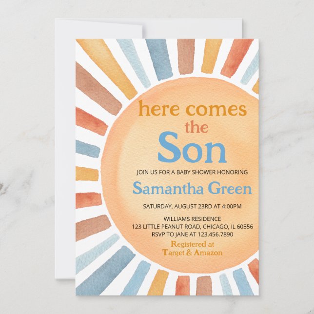 Boy Sunshine Baby Shower Invitation (Front)