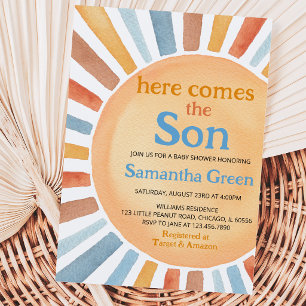 Boy Sunshine Baby Shower Invitation