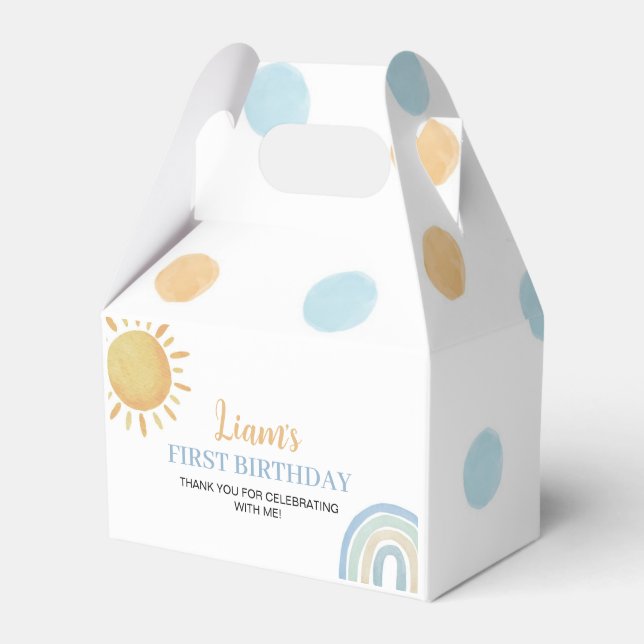 Boy Sunshine Rainbow Favour Box Birthday Party (Front Side)