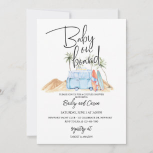 Boy, Surf, Beach, Baby Shower Invitation